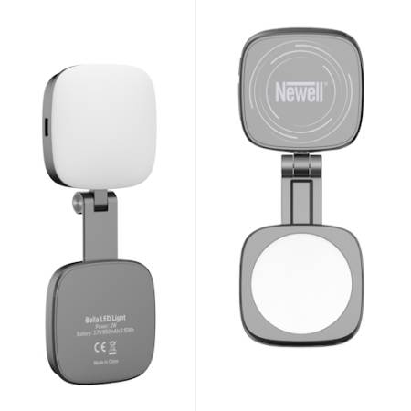 Newell Bella - kompaktowa lampa LED do smartfona z lusterkiem, mocowanie magnetyczne, NL4949_Lampka z przod i z tyłu_3